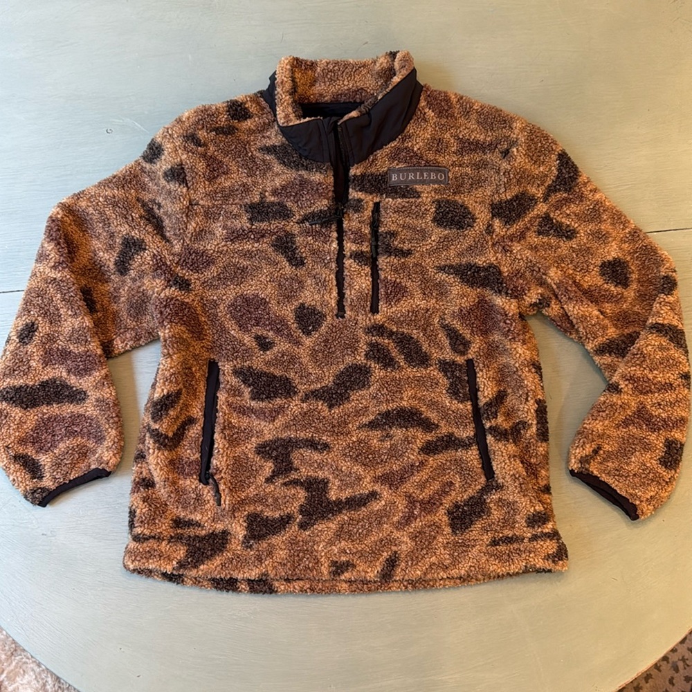 Burlebo Boys Youth Alpine Camo Sherpa 1/4 Zip Jacket